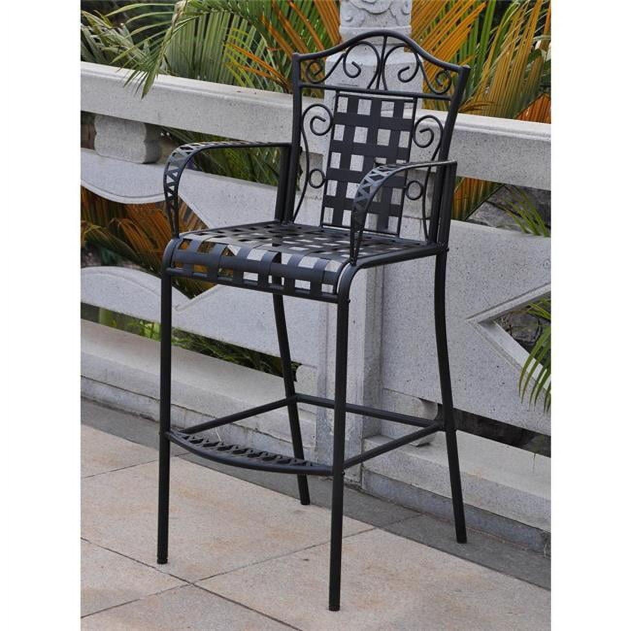 Mandalay Antique Black Wrought Iron Bar Height Chair Set of 2