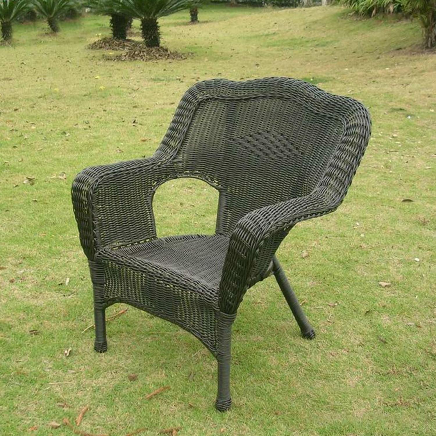 International Caravan Camelback Resin Wicker Patio Chairs-Color:Antique Black