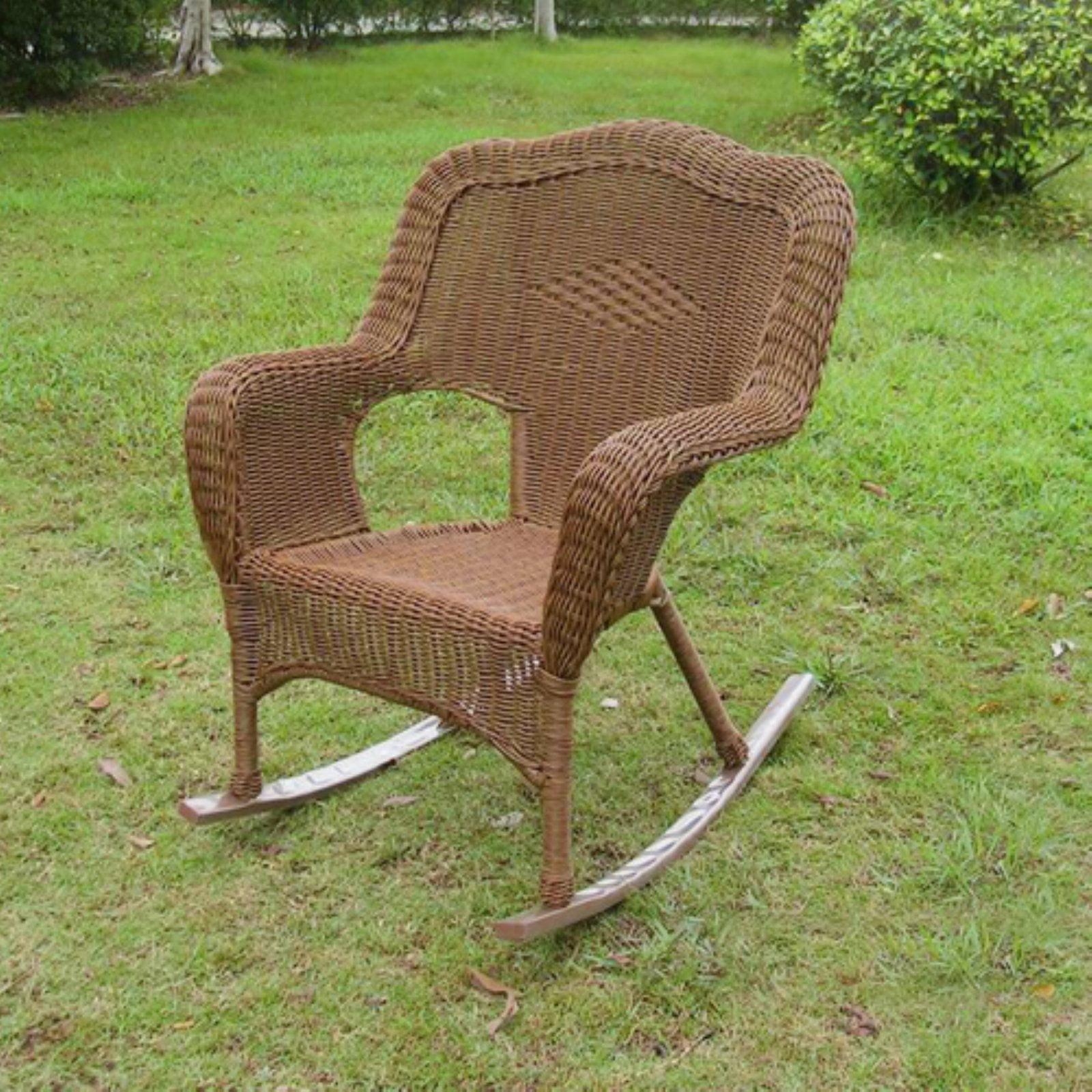 International Caravan Resin Wicker Camel Back Rocking Chairs pack 2-Color:Mocha