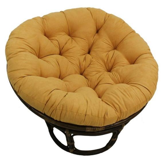 International Caravan 42" Rattan Papasan Chair with Micro Suede Cushion Lemon Yellow: Stained Finish, Armless Design