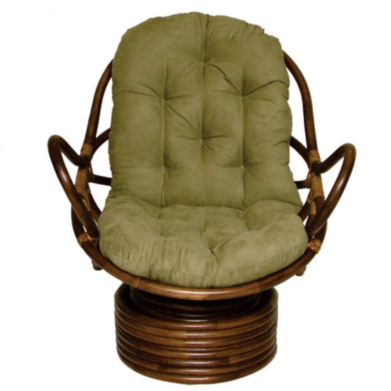 Java Rattan Swivel Rocker with Plush Micro Suede Cushion