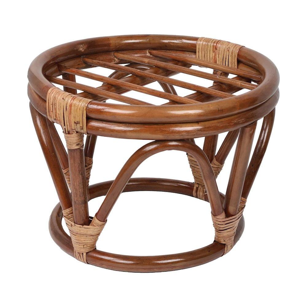 International Caravan Rattan Ottoman with Micro Suede Cushion Sage: Round, No Assembly, 200lb Capacity