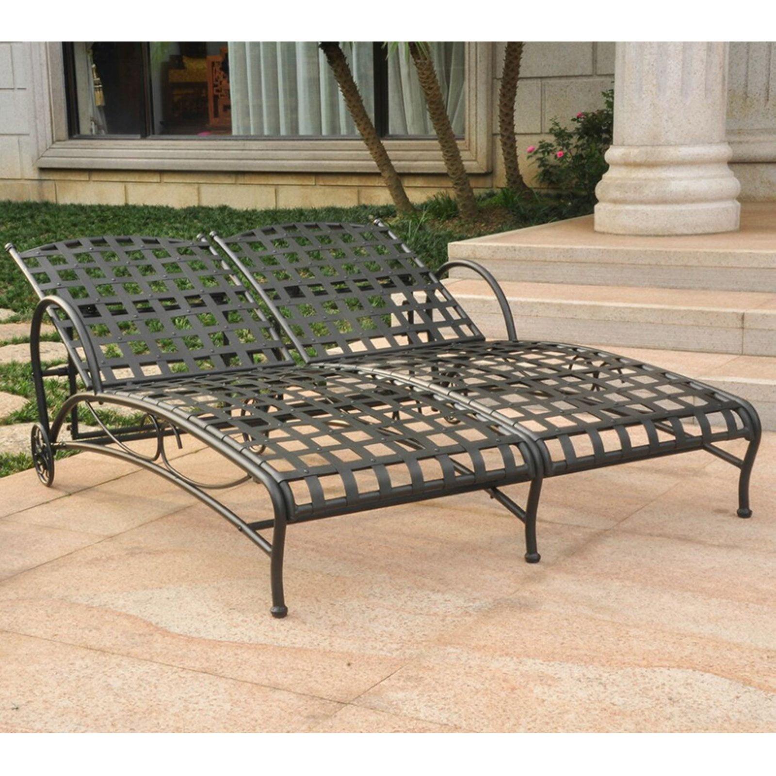 Antique Black Double Iron Chaise Lounge with Adjustable Positions