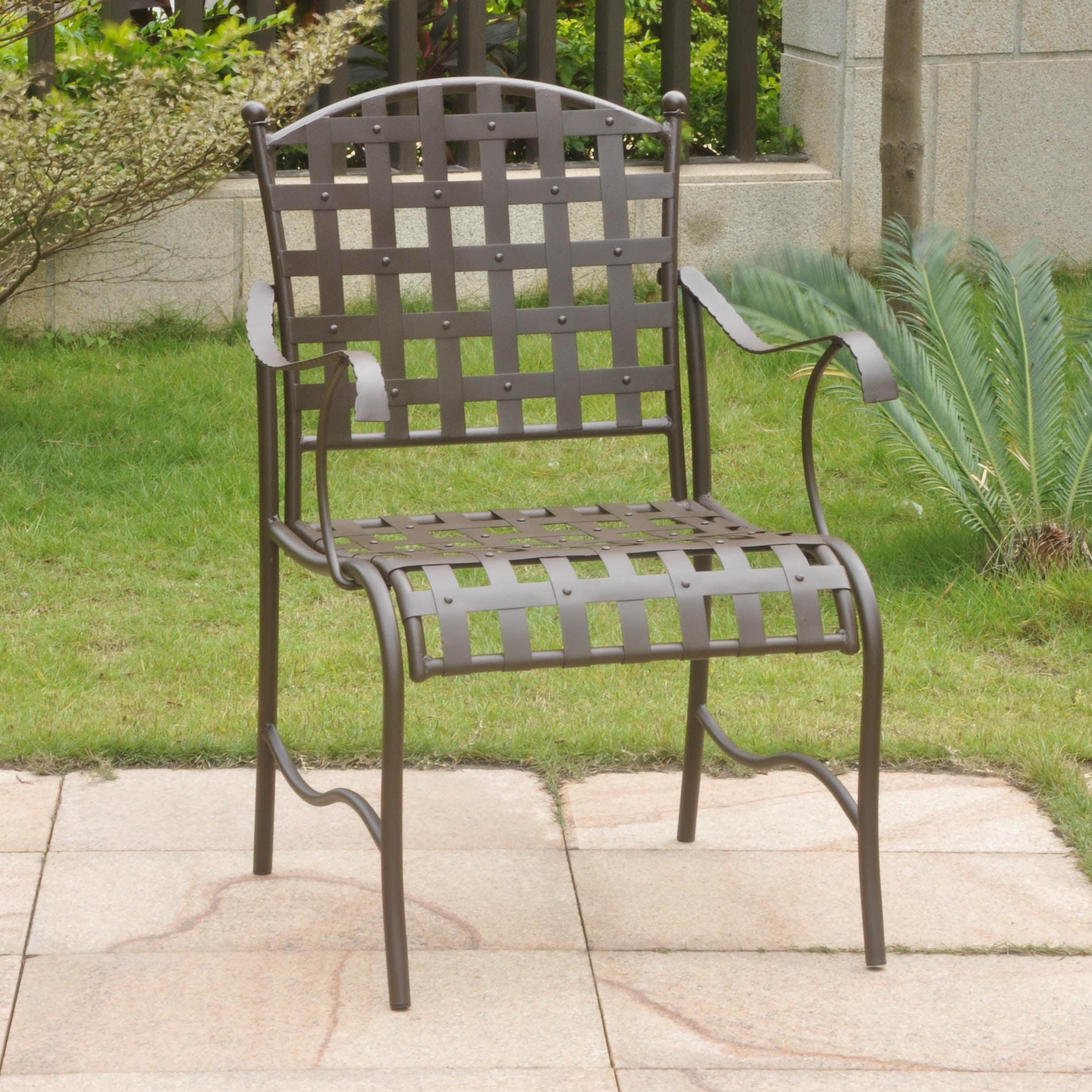 Rustic Brown Iron Nailhead Dining Chair Set of 2