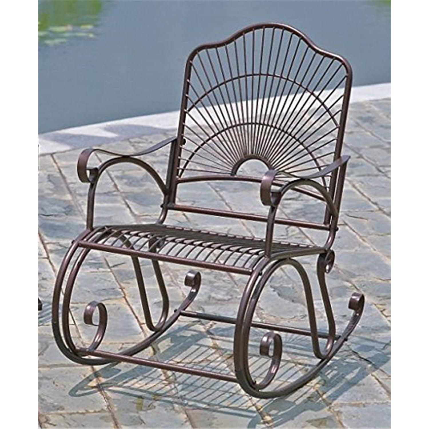 International Caravan Sun Ray Iron High Back Patio Rocker in Bronze