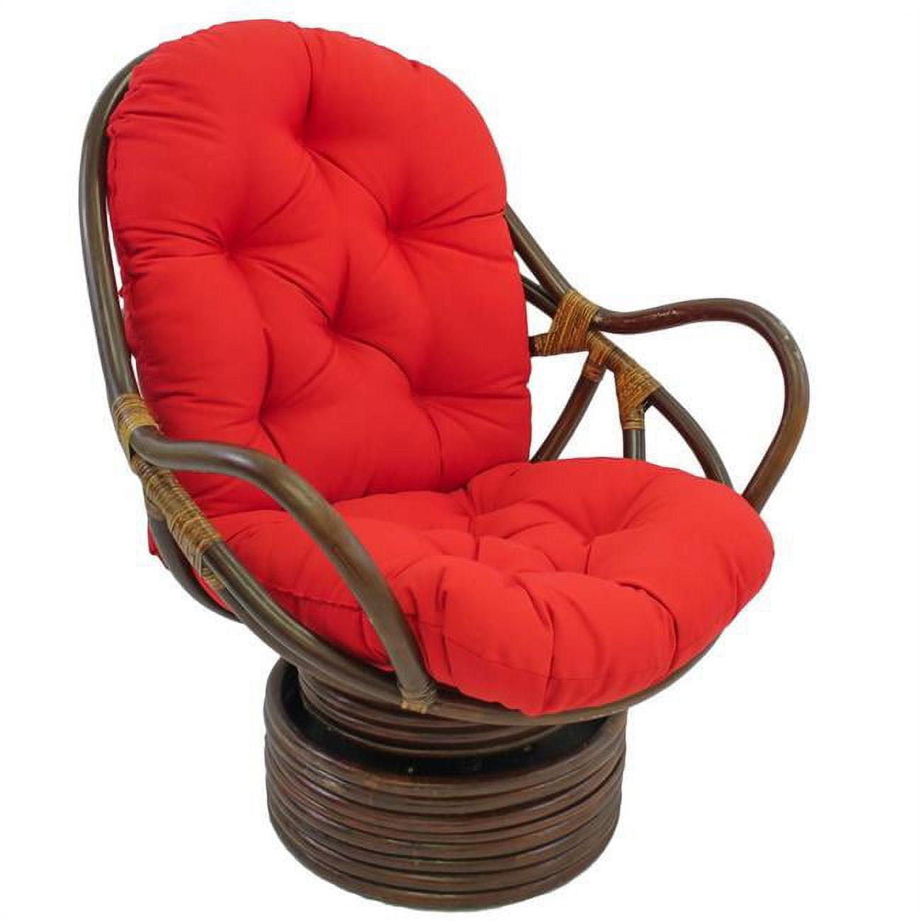 Red Rattan Swivel Rocker with Twill Cushion