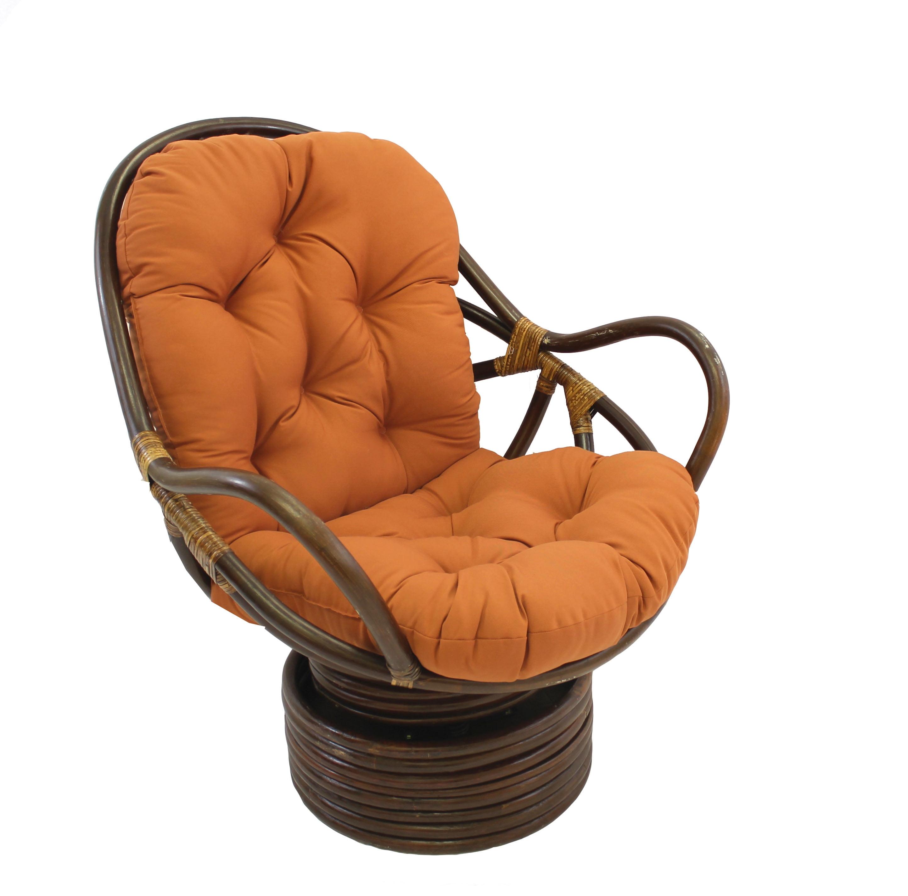 Orange Polyester Swivel Rocker Chair Cushion with Ties