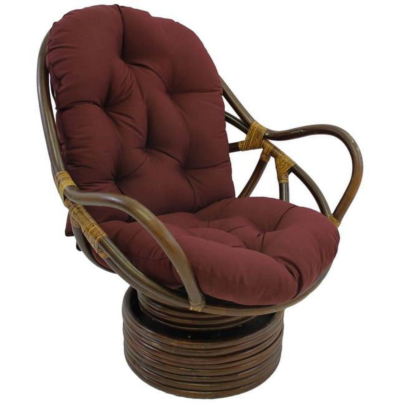 Burgundy Rattan Swivel Rocker with Twill Cushion