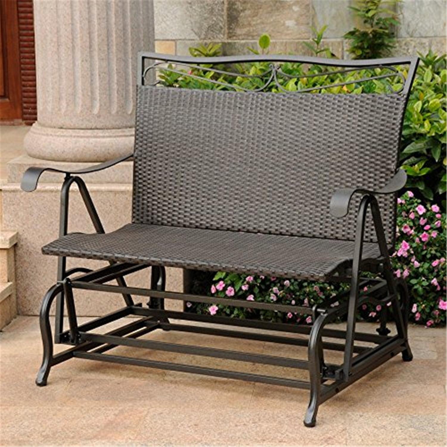 Valencia Antique Black Resin Wicker and Steel Double Glider