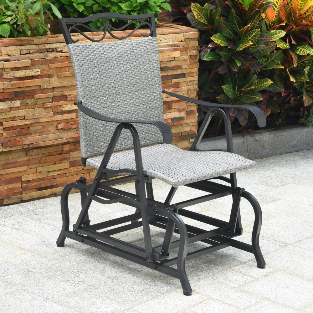 Valencia Elegance Grey Resin Wicker and Steel Patio Glider Chair