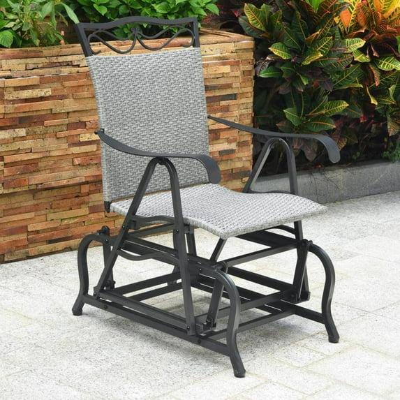 Valencia Elegance Grey Resin Wicker and Steel Patio Glider Chair