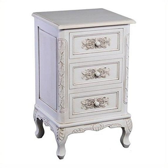International Caravan Windsor 3 Drawer End Table in Antique White
