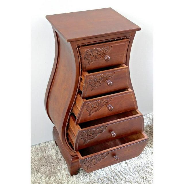 International Caravan Windsor 5 Drawer Bombe Chest in Walnut Stain