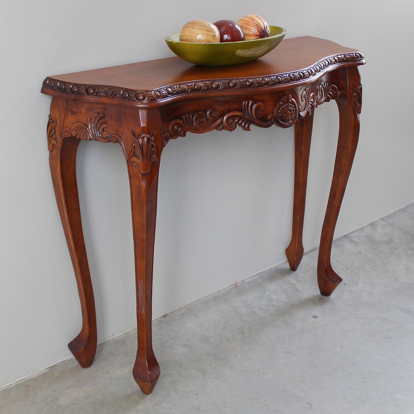 Elegant Windsor 39'' Mahogany Hand-Carved Wood Console Table