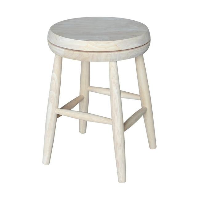 Jonathan Swivel Scooped Seat 18" Stool - Unfinished - International Concepts: Solid Wood, Round, No Assembly Required