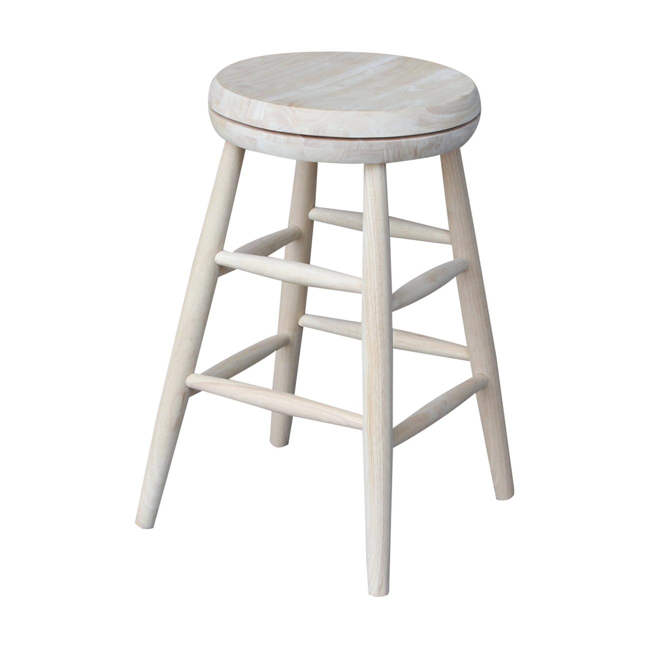 24-Inch Unfinished Swivel Solid Wood Counter Stool