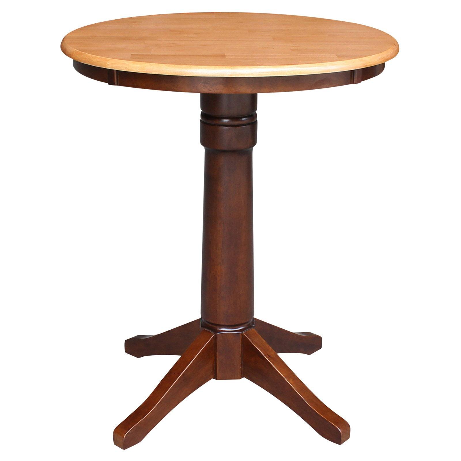 Espresso Pedestal Round Dining Table in Cinnamon - 30" Wood