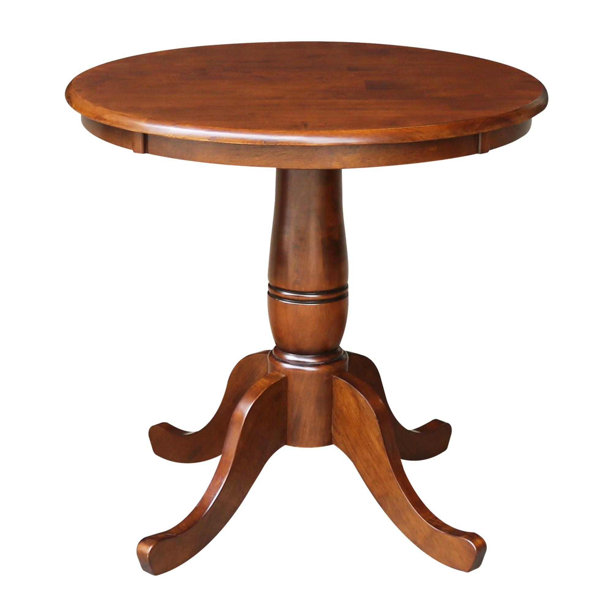 Farmhouse Espresso 30" Round Wood Pedestal Dining Table