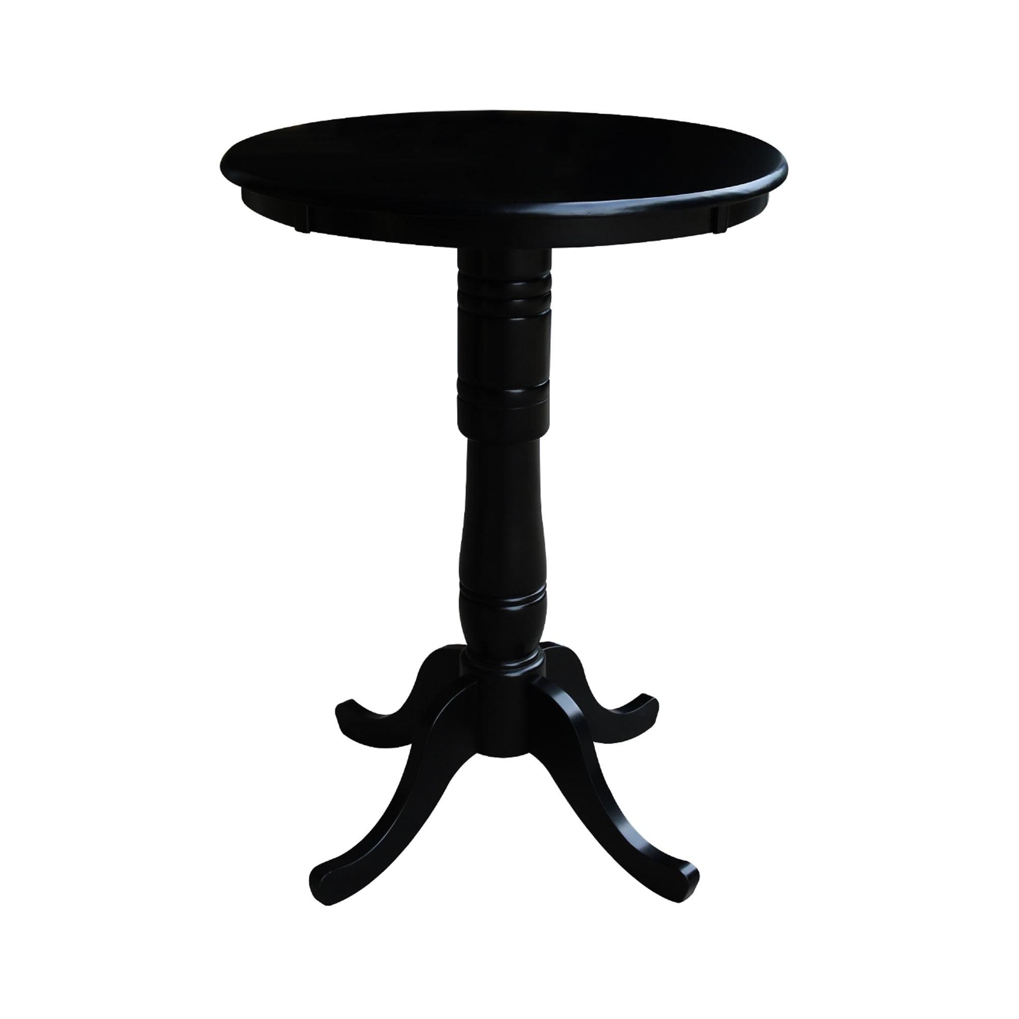 30" Round Black Wood Bar Height Pedestal Table