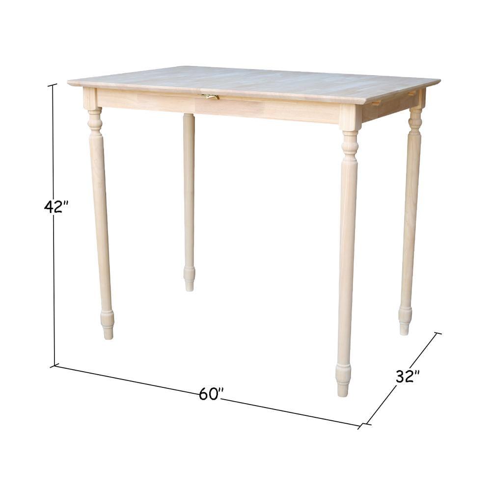 White Wood Rectangular Extendable Bar Height Dining Table