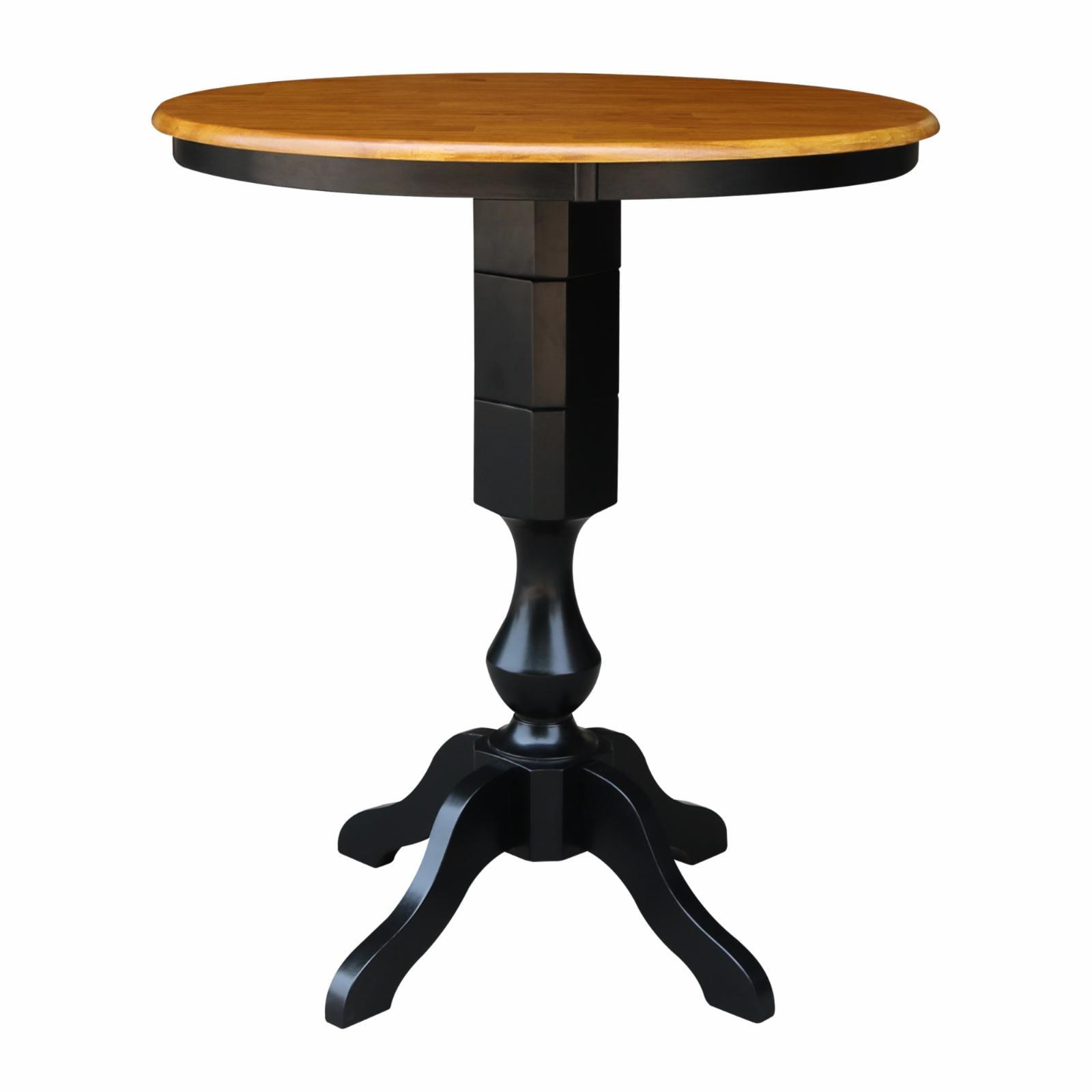 Elegant 36" Round Pedestal Bar Table in Black and Cherry