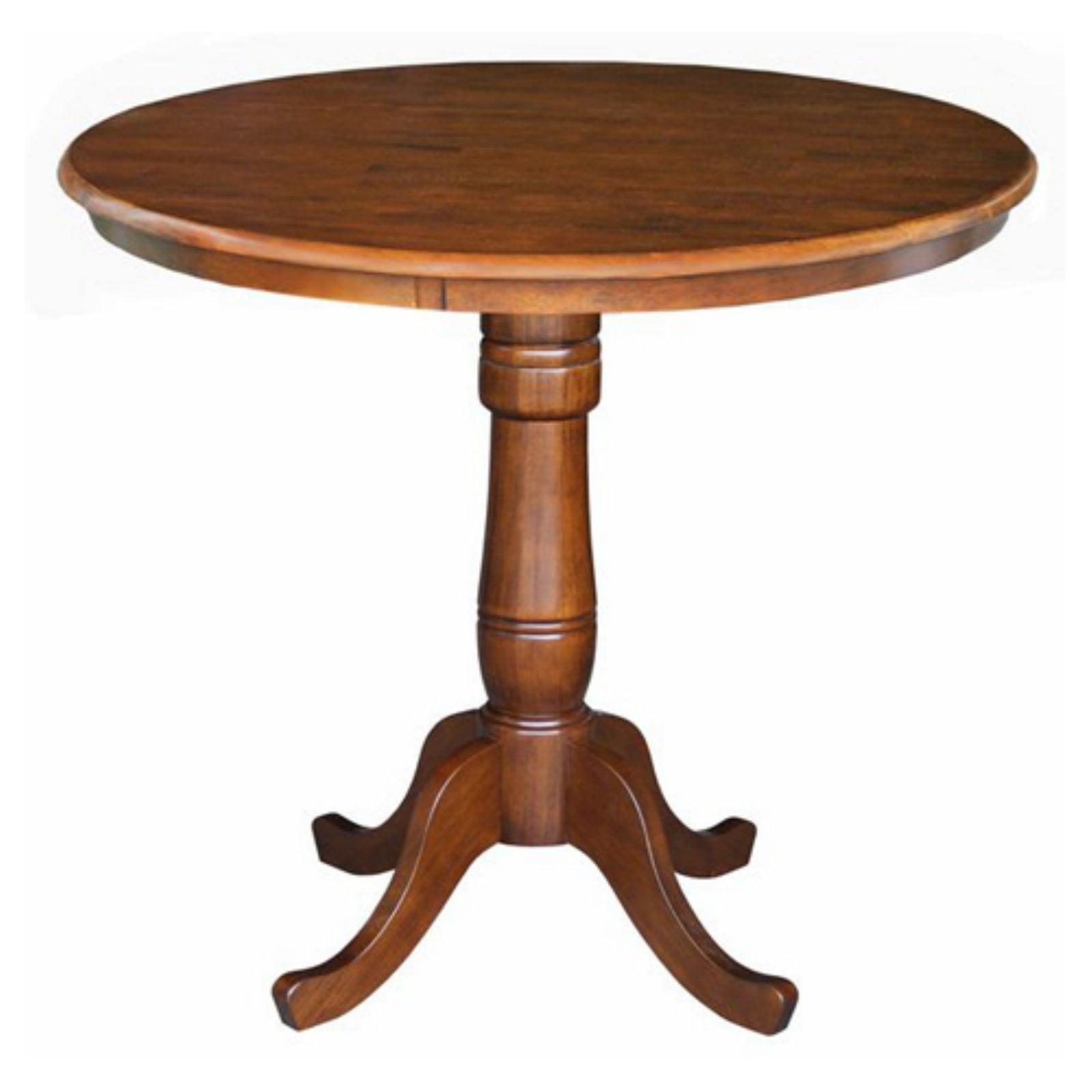 Espresso Medium Wood Round Extendable Counter Height Table