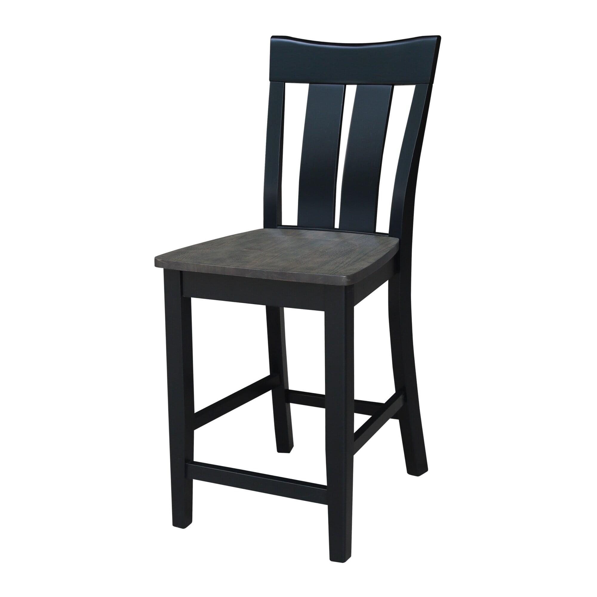 Ava 24" Coal Solid Parawood Traditional Counter Stool