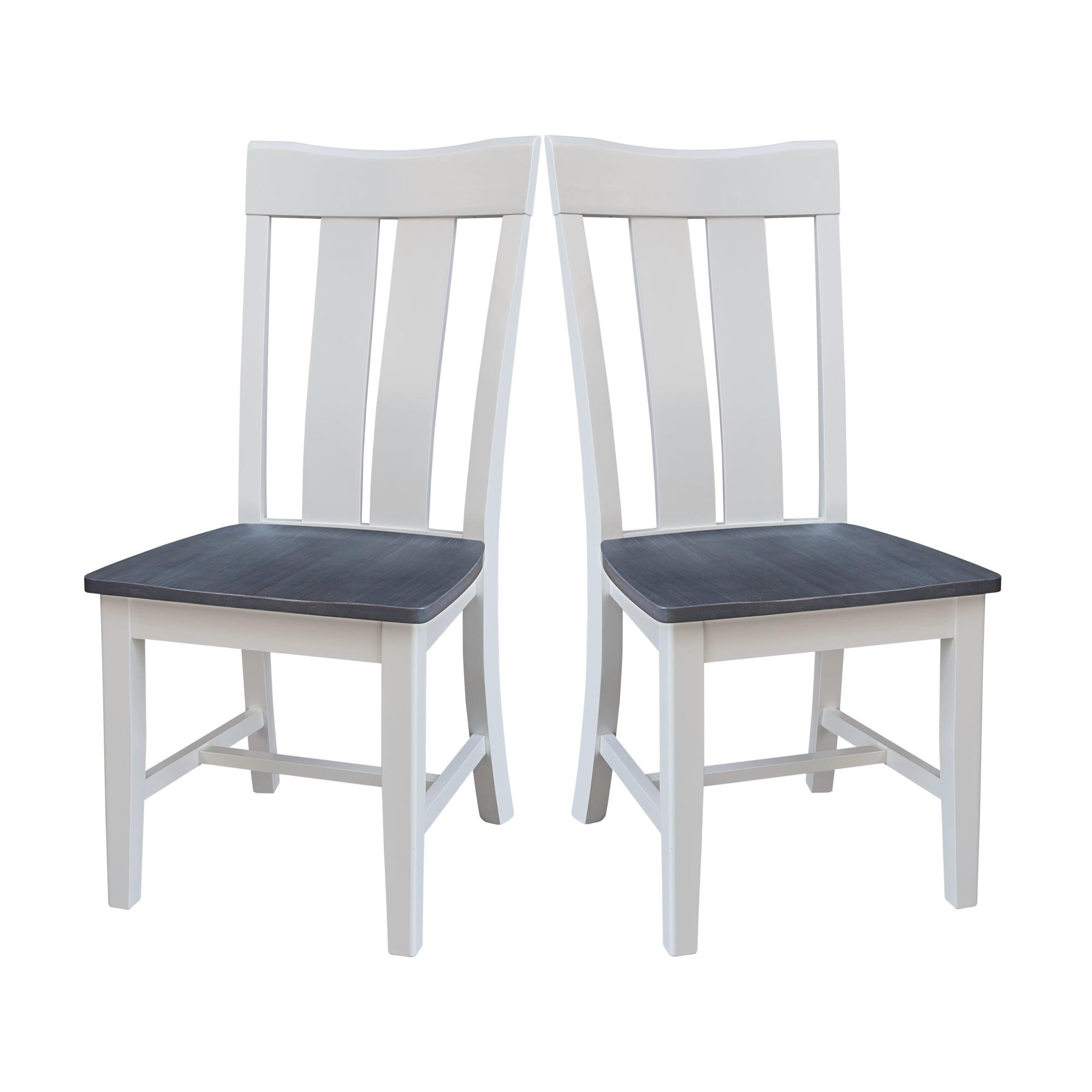 Elegant Gray Slat-Back Solid Wood Side Chair, 43" High