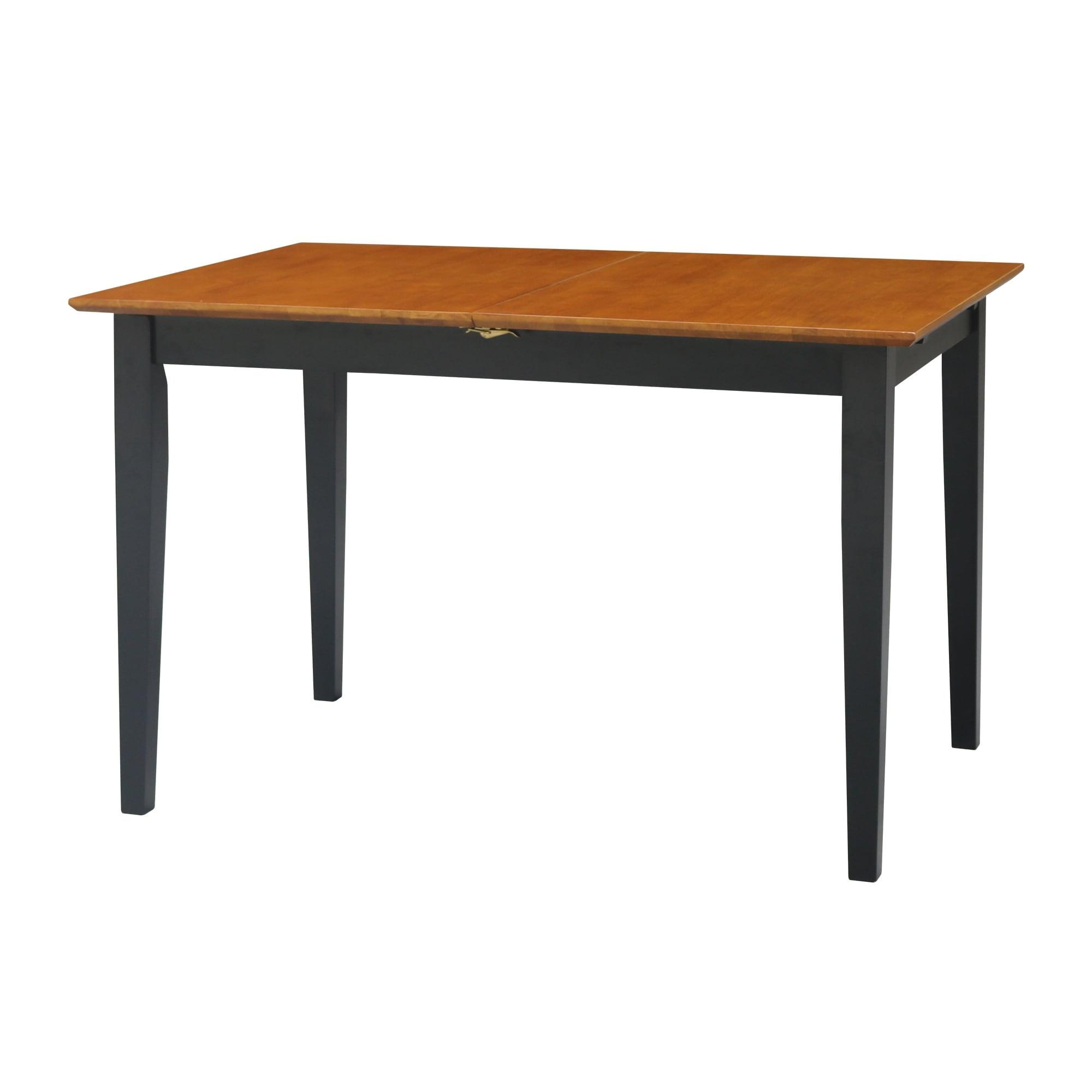 Transitional Black/Cherry Solid Wood Extendable Dining Table