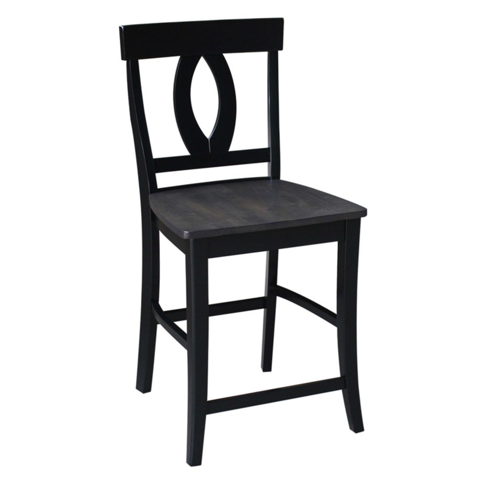 Elegant Cosmo Black Solid Wood Counter Height Stool