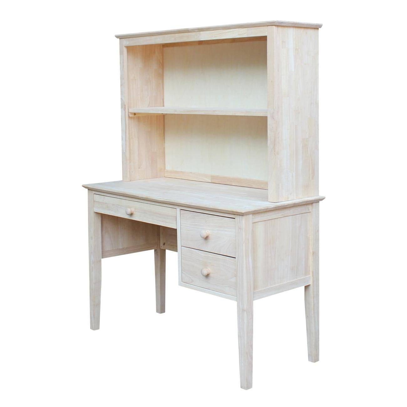 Brooklyn Unfinished Solid Wood Desk with Hutch and Euroglide Drawers