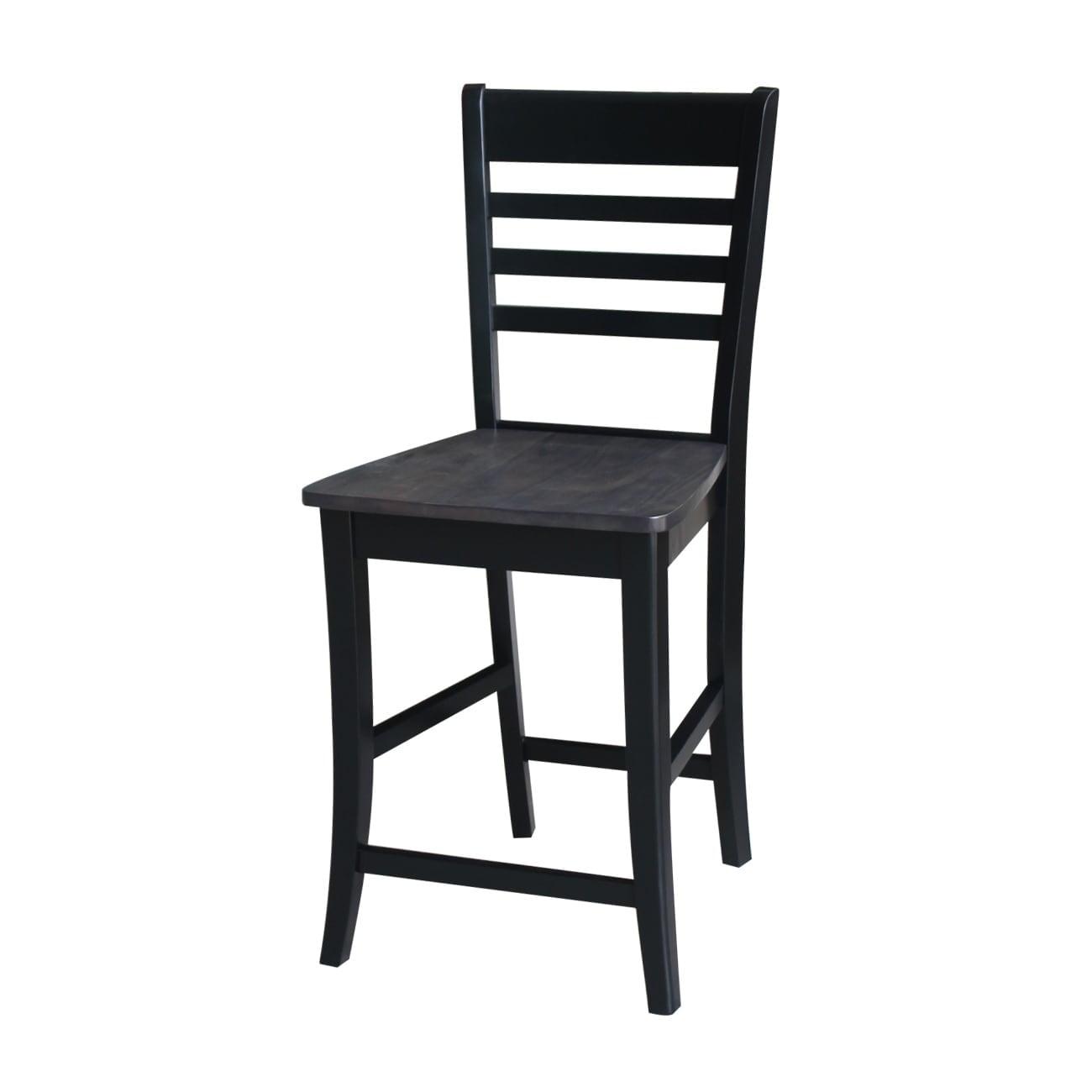 Cosmo Traditional 24" Ladder Back Counter Stool in Coal Black