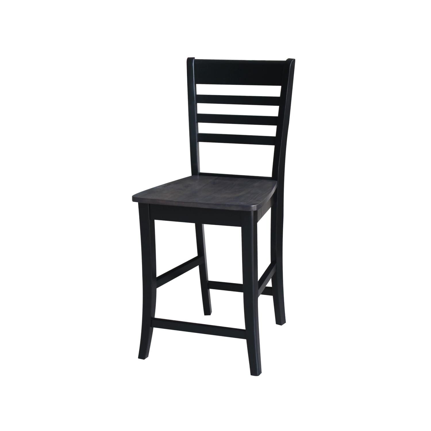 Cosmo Traditional 24" Ladder Back Counter Stool in Coal Black