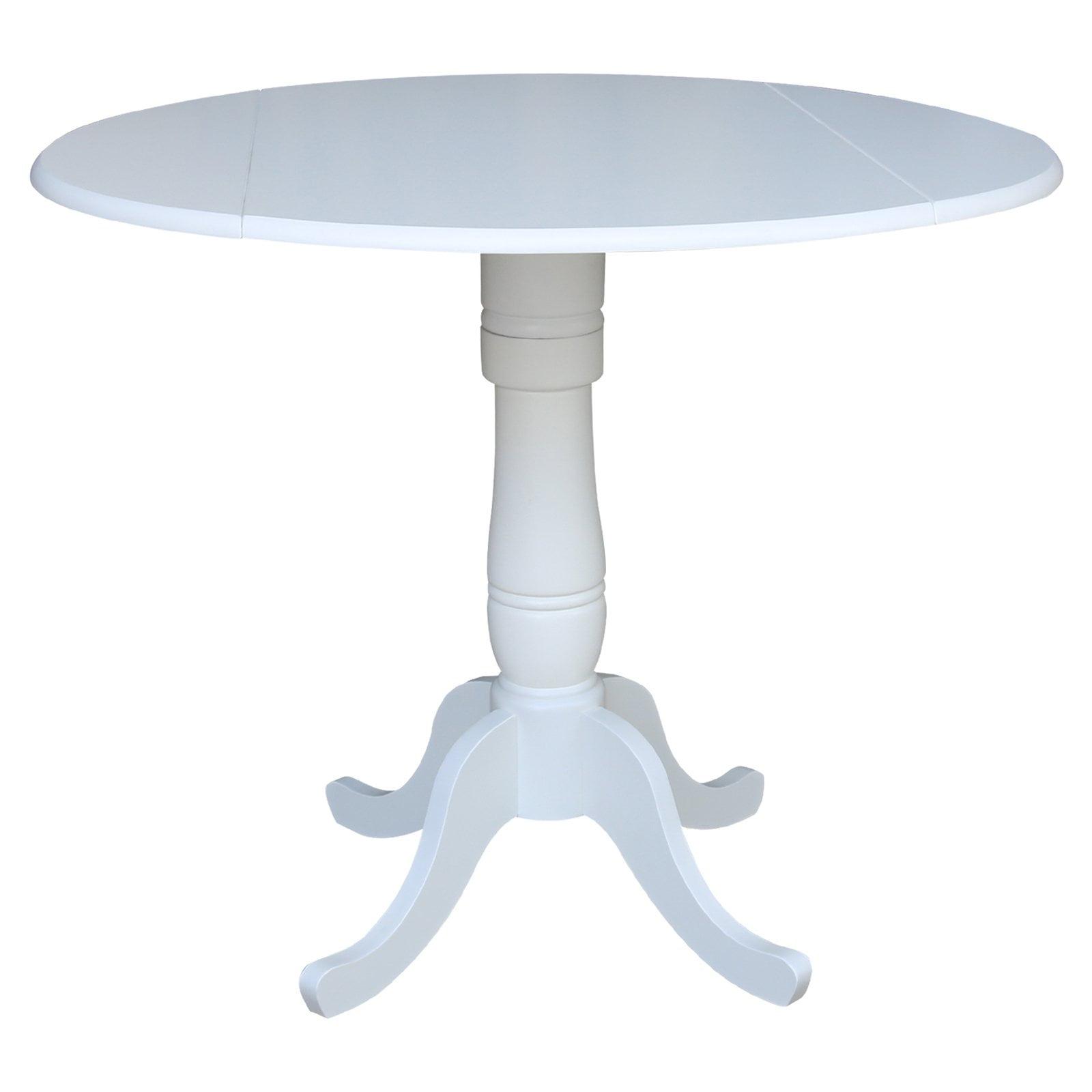 Farmhouse White Wood Round Extendable Counter Height Table