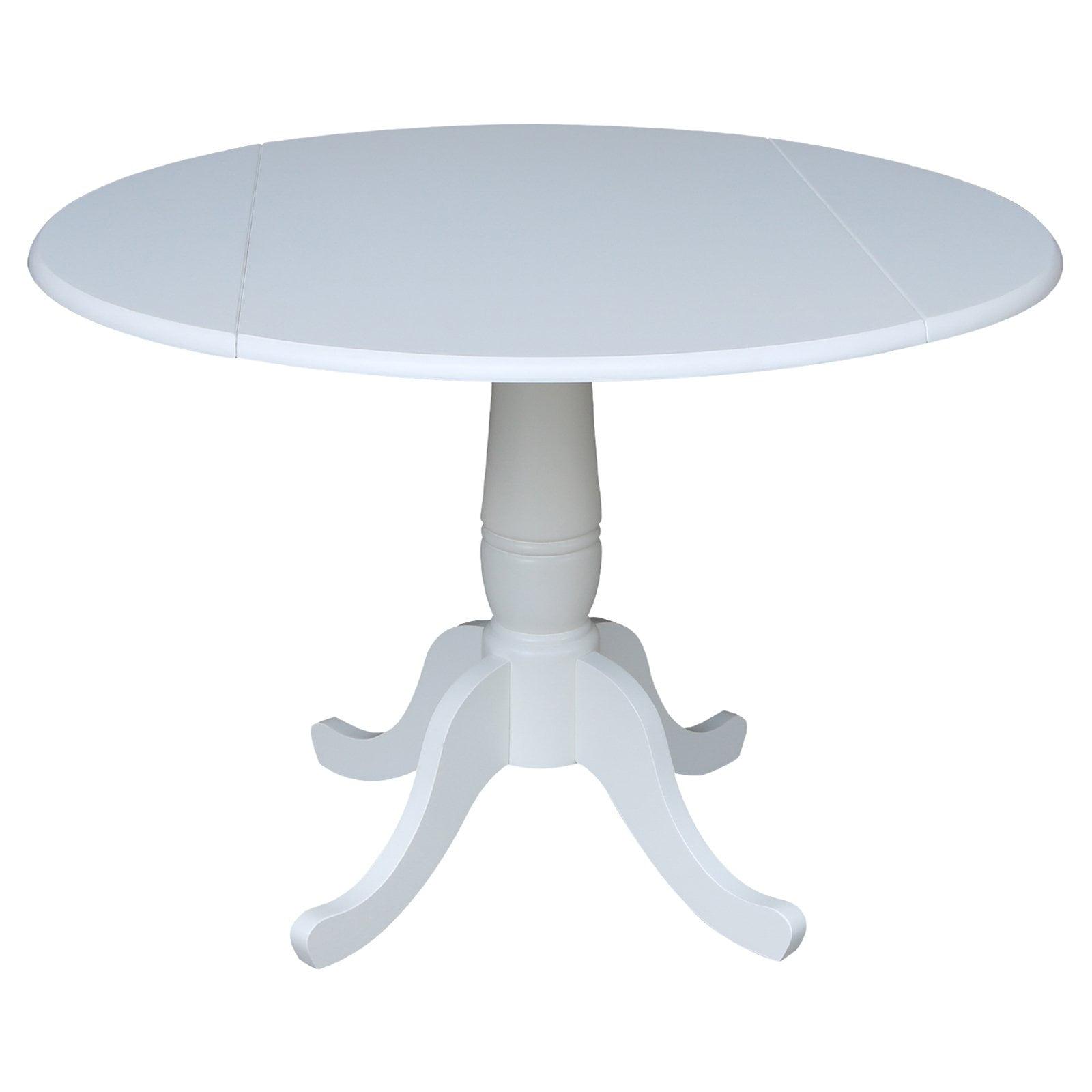 White Round Extendable Solid Wood Dining Table