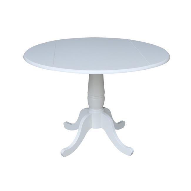 42" Patsy Round Top Dual Dining Table White - International Concepts: Drop Leaf, Seats 4