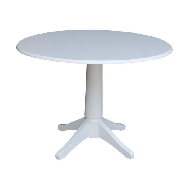 42" Nina Round Top Dual Drop Leaf Pedestal Table White - International Concepts