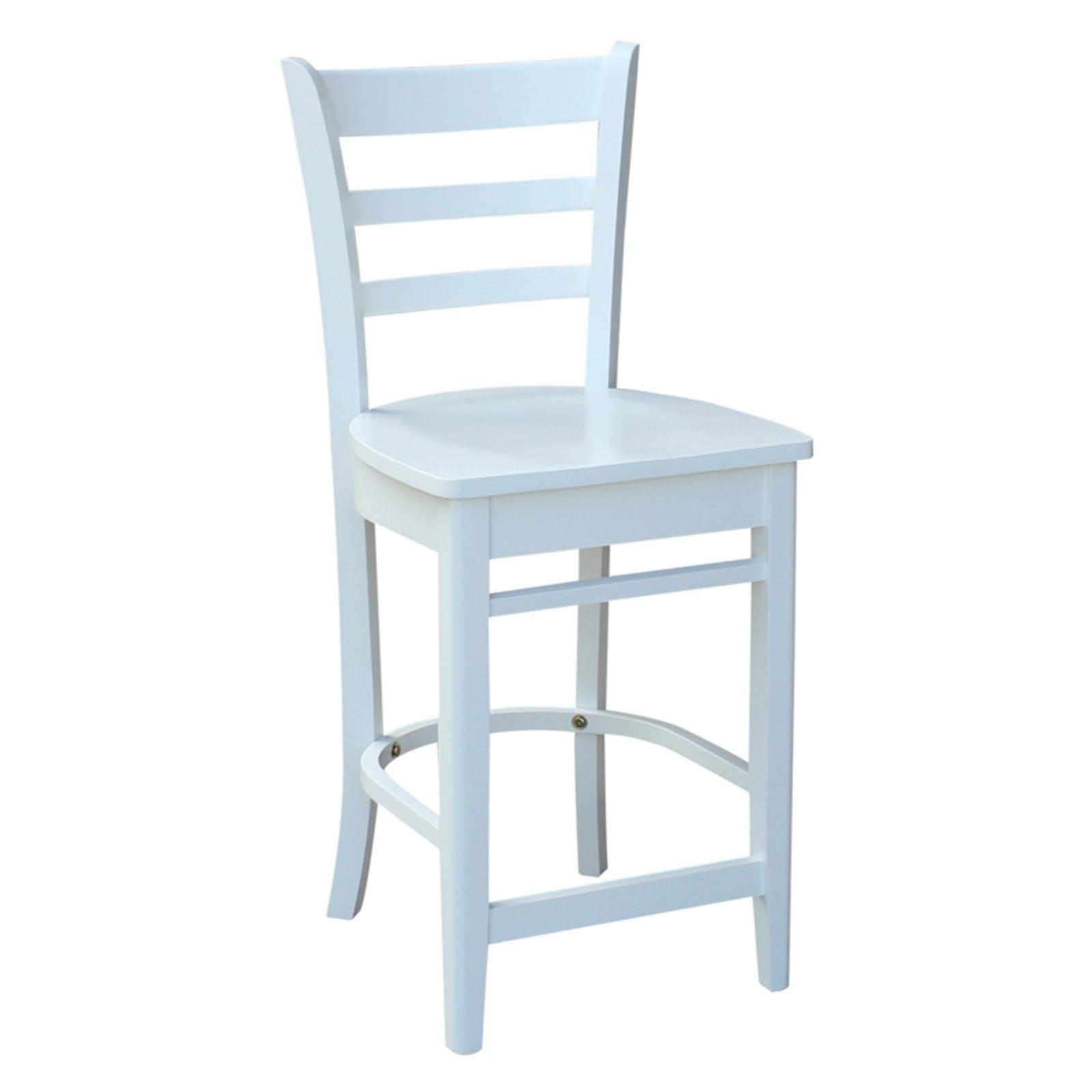 Emily Solid Wood White Counter Height Barstool 41"