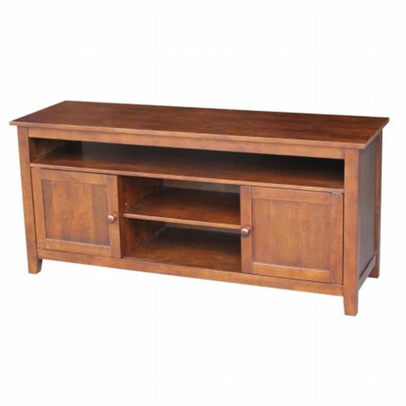 Espresso Solid Wood TV Stand with Cabinets