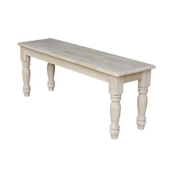 Farmhouse Bench - Unfinished - International Concepts: Hardwood Rectangular Seat for Dining & Bedroom, Seats 2