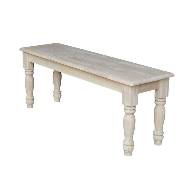Farmhouse Bench - Unfinished - International Concepts: Hardwood Rectangular Seat for Dining & Bedroom, Seats 2