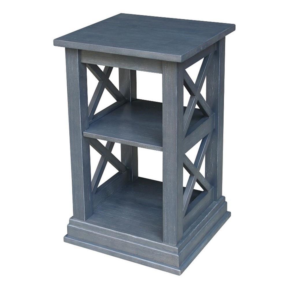Hampton Accent Table with Shelves Heather Gray/Antique Washed - International Concepts: Solid Wood, Fixed Shelf Storage
