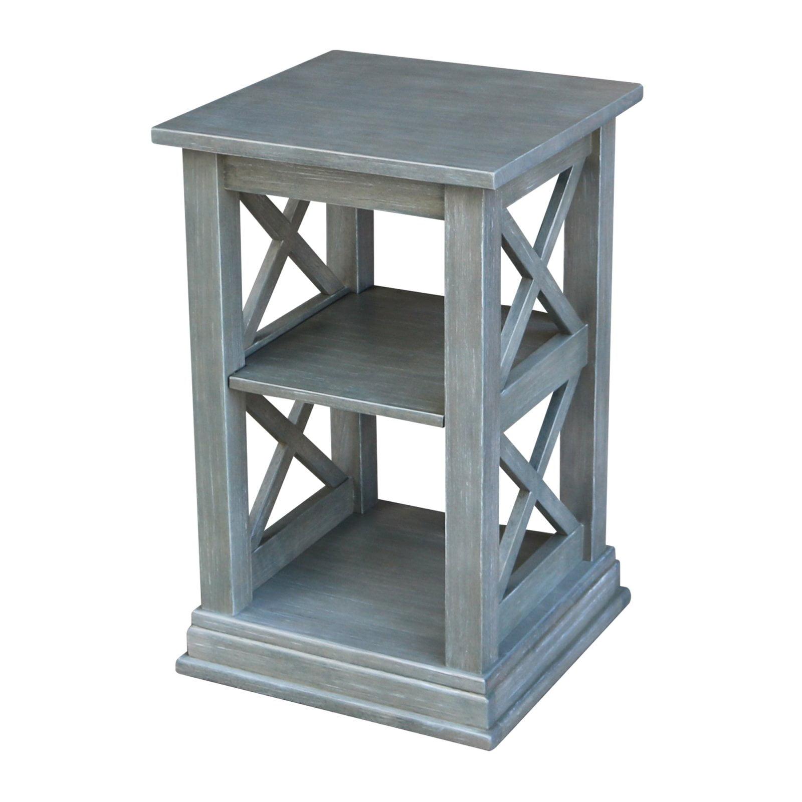 Heather Gray Solid Parawood Hampton Accent Table with Shelves
