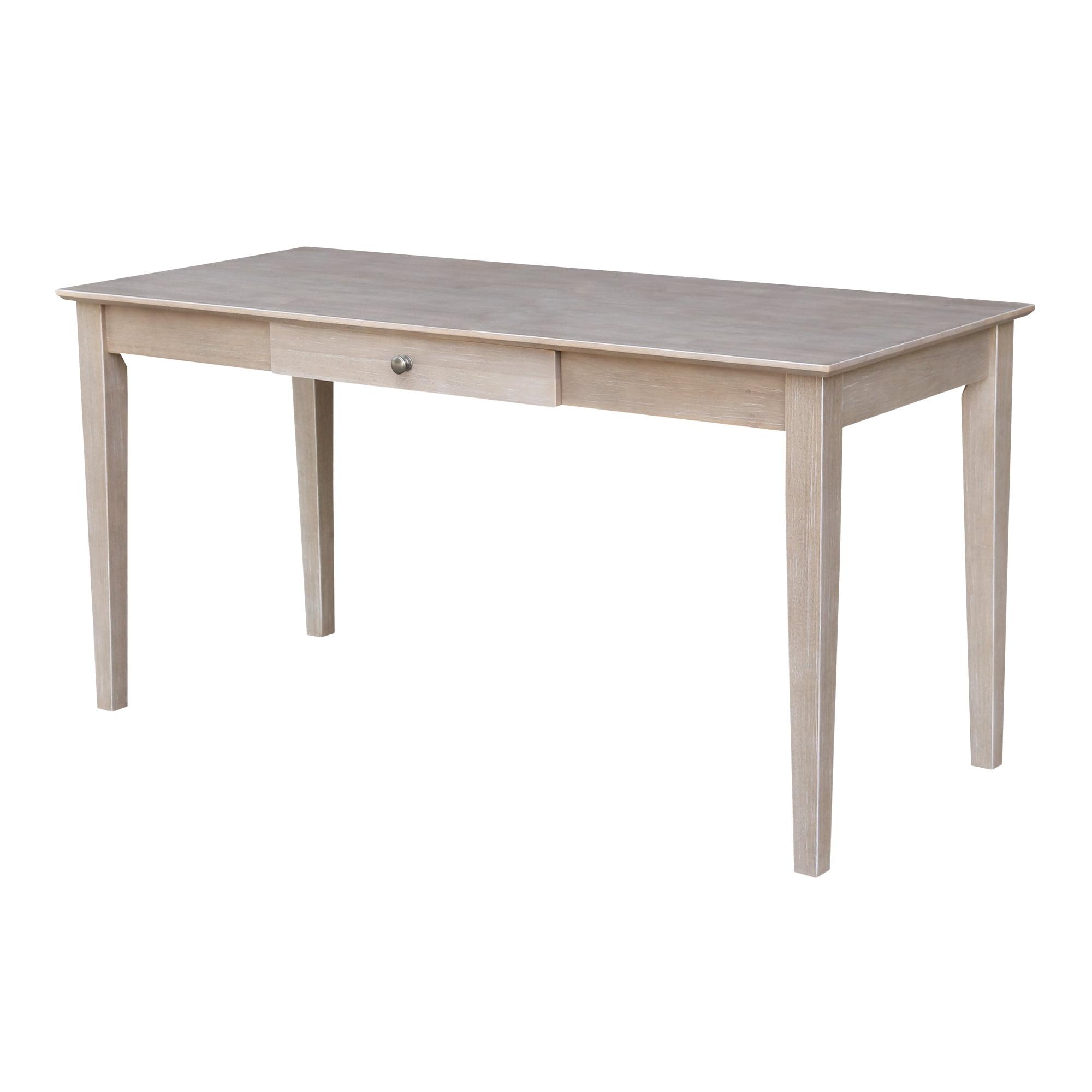 Transitional 60'' Washed Gray Taupe Home Office Desk with Drawer