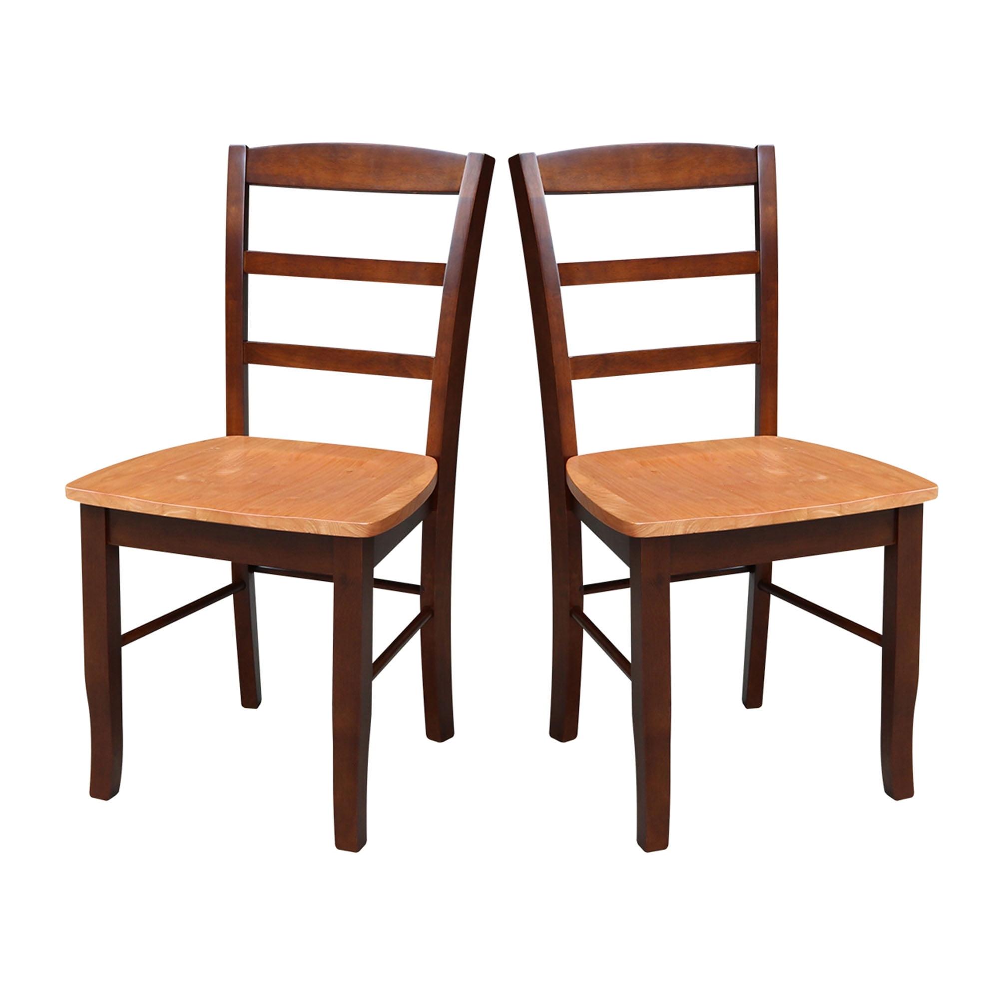 International Concepts Set of 2 Madrid Ladderback Chairs Cinnamon/Espresso: Hardwood Frame, Spot Clean, No Arms