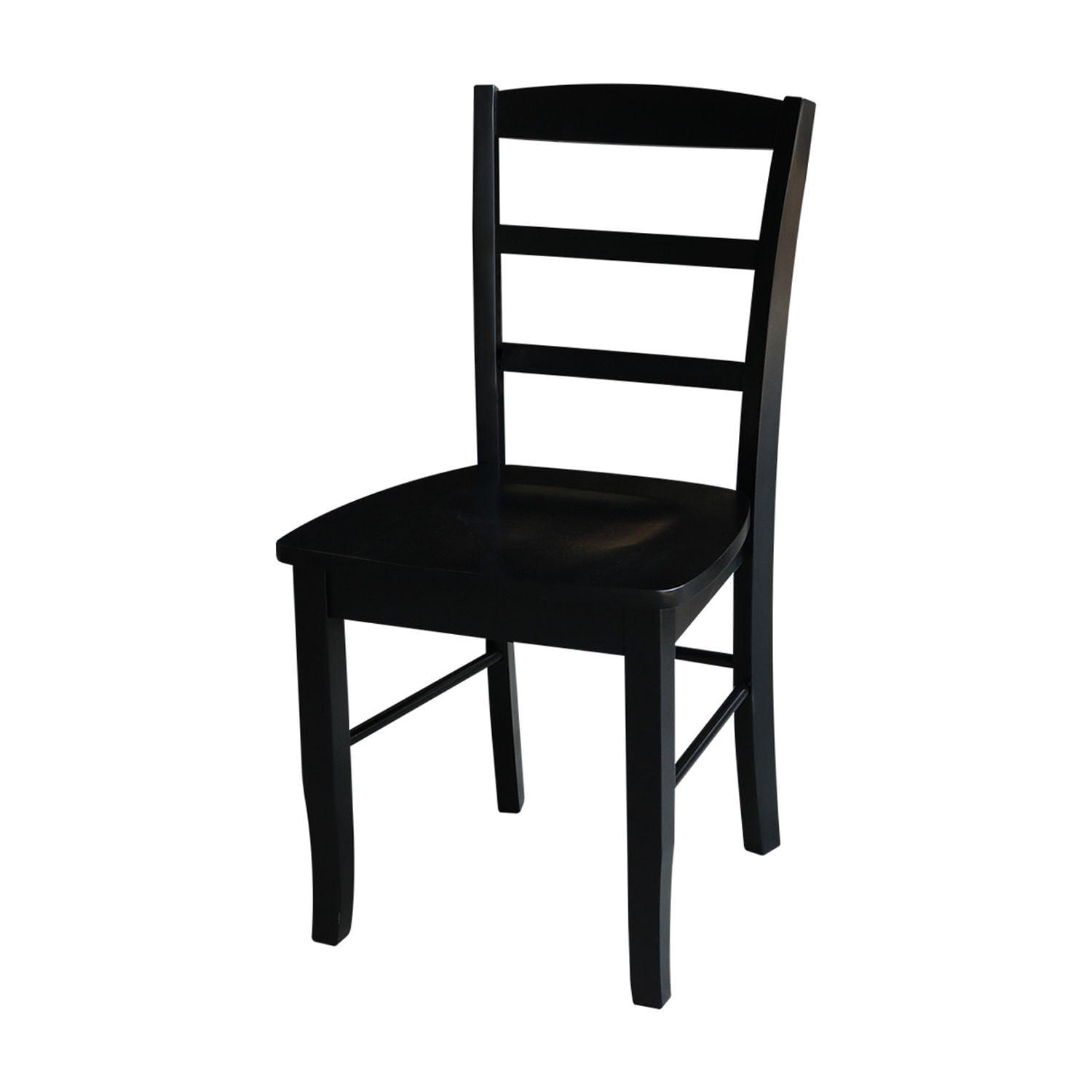 Set of 2 Madrid Ladderback Chairs Black - International Concepts: Solid Wood, Armless, Transitional Style