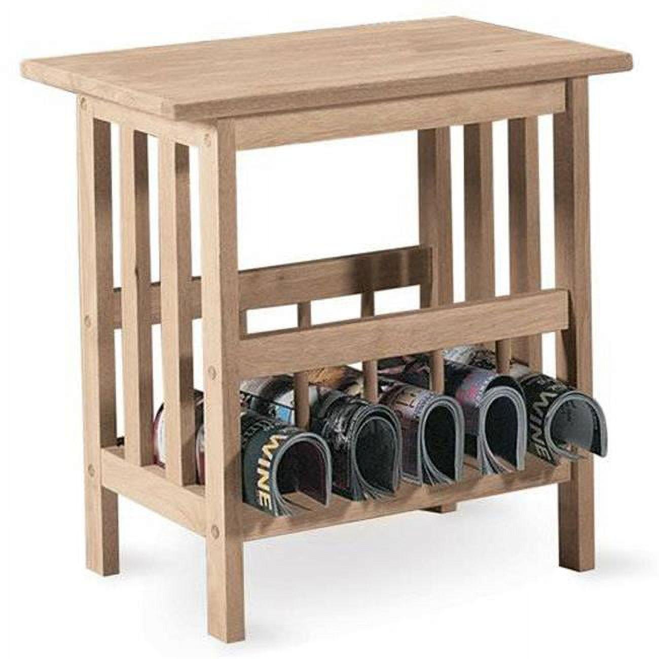 Mission Magazine End Table Unfinished - International Concepts: 22" Wide Hardwood Side Table with Storage Shelf