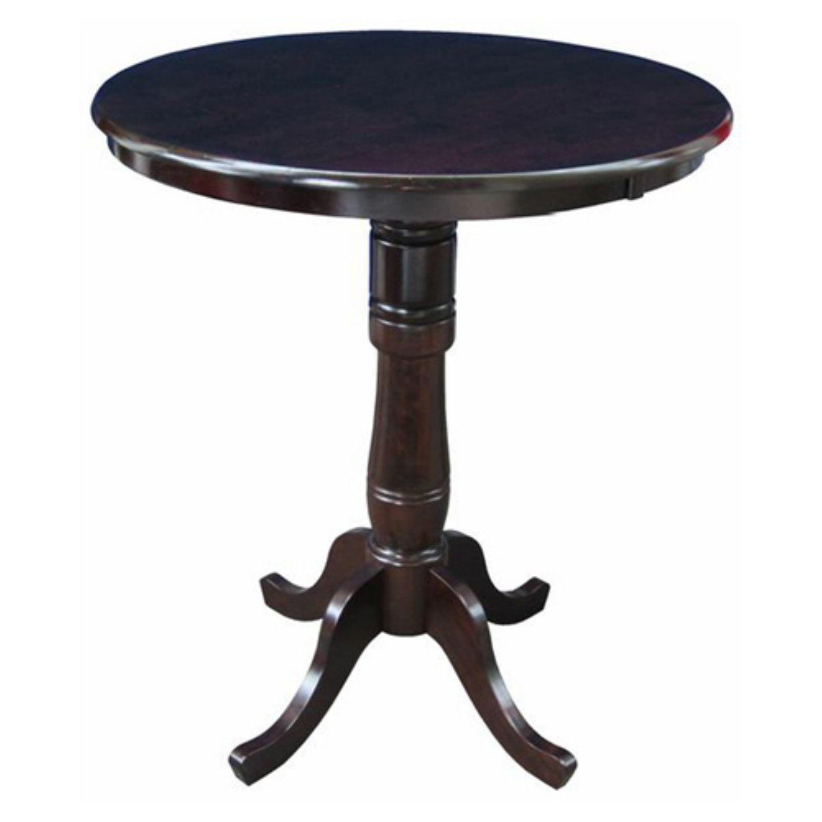 30" Round Top Pedestal Height Table Dark Brown - International Concepts