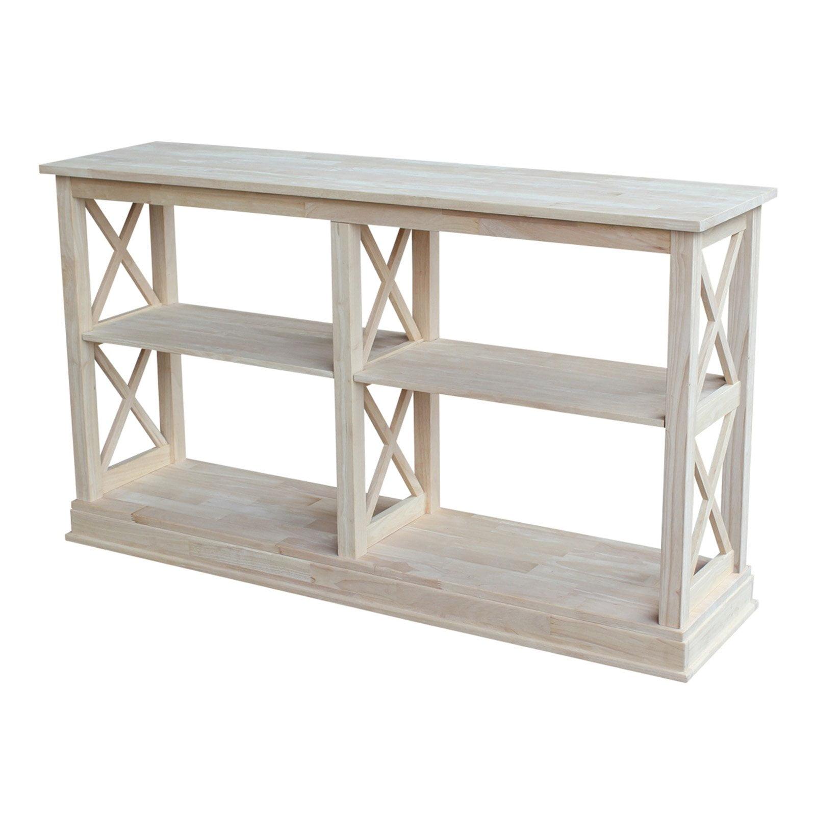 Hampton Natural Wood Sofa Table with Shelves