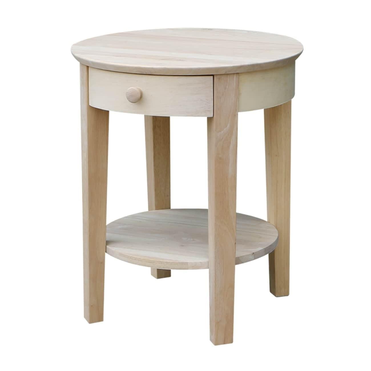 Solid Wood Top End Table with Storage